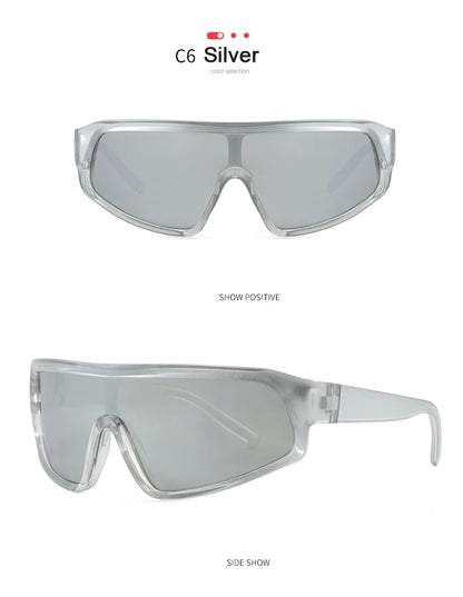 Cycling 2pcs Fashion New Sports Sunglasses Women Punk Style Outdoor Eyeglasses One Piece Personalized Square Glasses Unisex