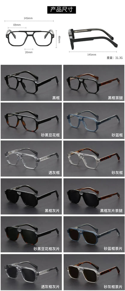 Double Bridges Anti Blue Light Reading Glasses Men Retro Women Square Glasses Frame Fashion Men Myopia Eyewear Fake Eyelasses -2