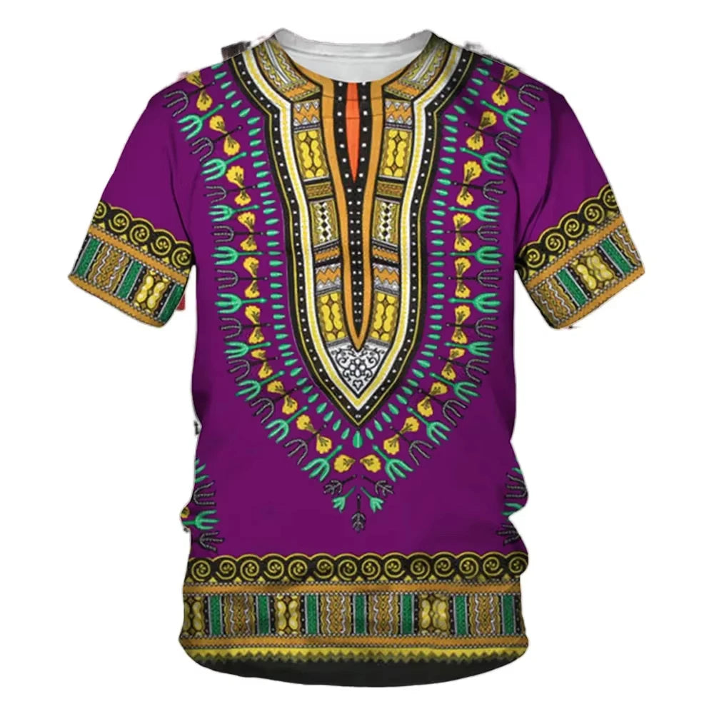 Summer New Men's African Ethnic Style Pattern 3D Print T-shirt Short Sleeve Tees Casual Harajuku Sports Oversized Unisex Tops