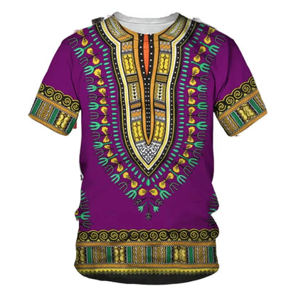 Summer New Men's African Ethnic Style Pattern 3D Print T-shirt Short Sleeve Tees Casual Harajuku Sports Oversized Unisex Tops