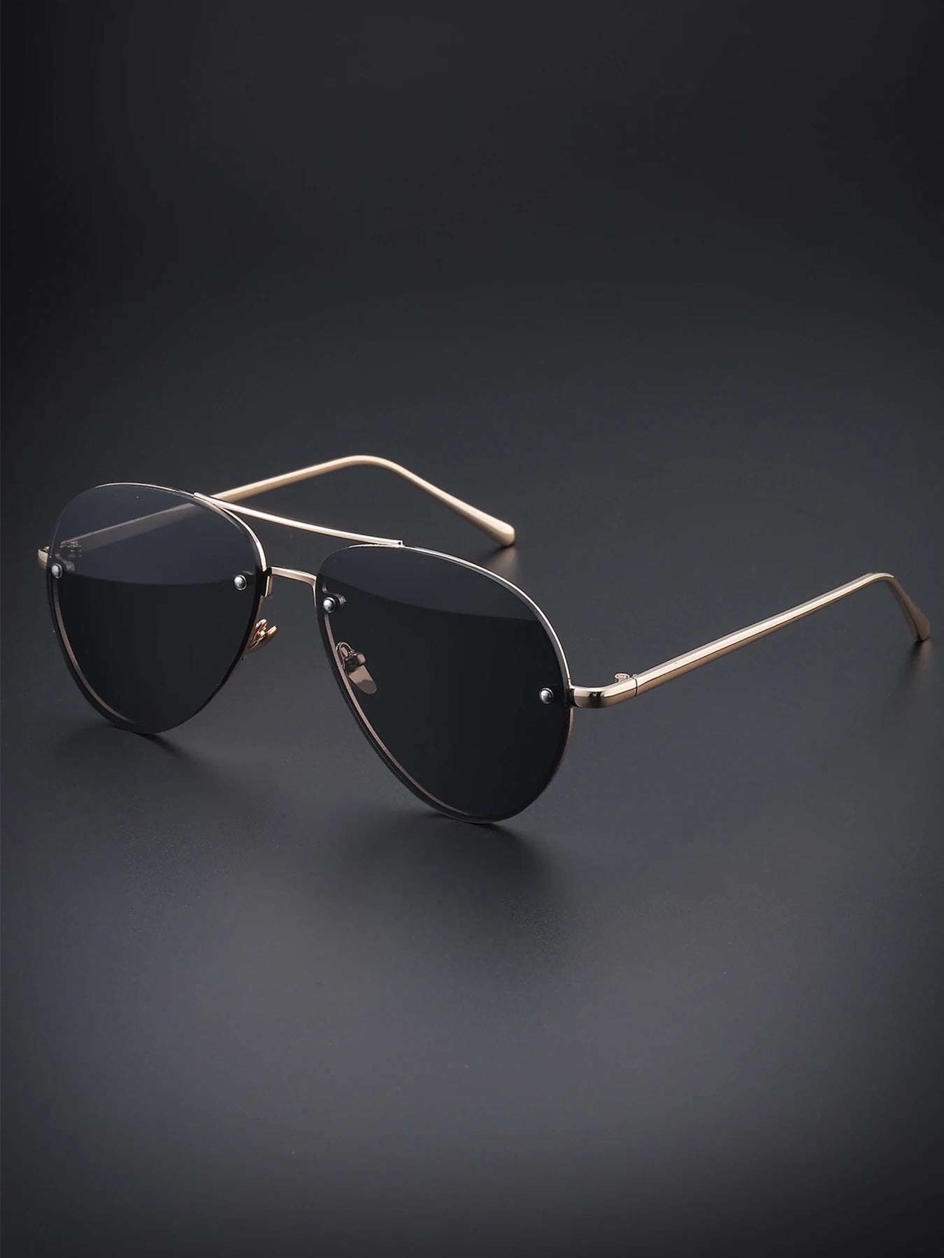 New Men's Large-Frame Metal Frameless Matte Frog-Style Sunglasses - Unisex Sunglasses, Fashionable and Versatile