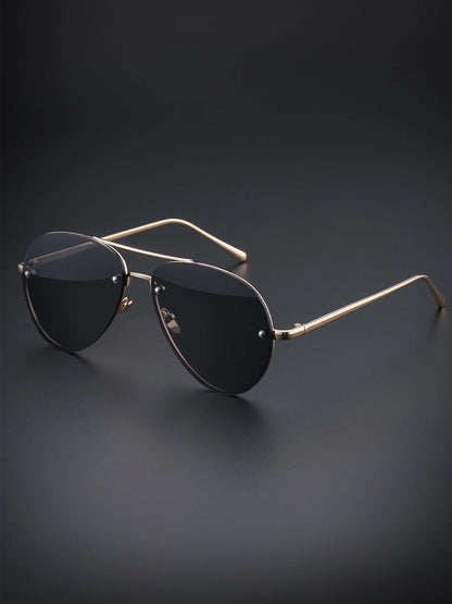 New Men's Large-Frame Metal Frameless Matte Frog-Style Sunglasses - Unisex Sunglasses, Fashionable and Versatile