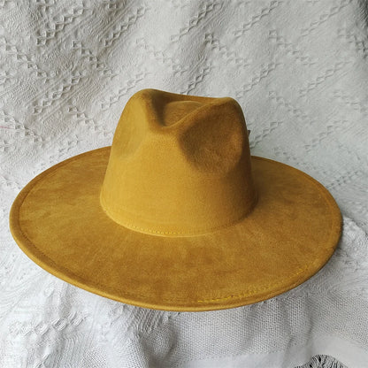 Colorful Suede Wide Brim Felt Fedoras Women's Hat Men's Church Jazz Hat Denim Hat Panama шляпа женская летняя 2024