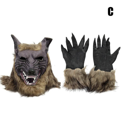 Halloween Theme Wolf Gloves and Mask Halloween Wolf Cosplay Costume Props for Holiday Birthday Gift