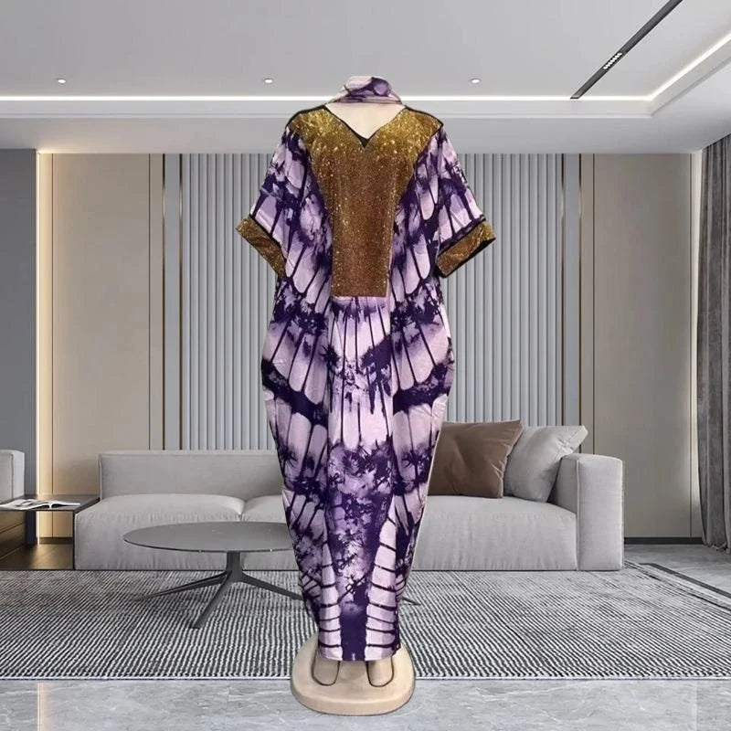 2025 New Afro Kaftan Dress for Women Long Sleeve off Shoulder Robe plus Size Fringe Detail Comfortable Beach Wear Summer