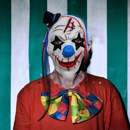 Halloween Funny Clown Head Cover Horror Party Cosplay Mask Dress Up Props Joker Latex Masks Park Haunted House Prank Helmet Prop