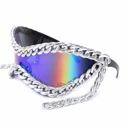 Luxury designer Trendy Metal Chain Frame Women Sunglasses 2000s All Matching Cool SunGlasses UV400 Lenses Eyewear Punk glasses
