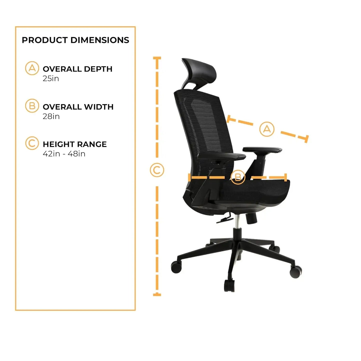Ergo Plus Ergonomic Office Chair - Desk Chair, Mesh Computer Leatherette Headrest, Memory Foam Seat, and Smooth, Customized