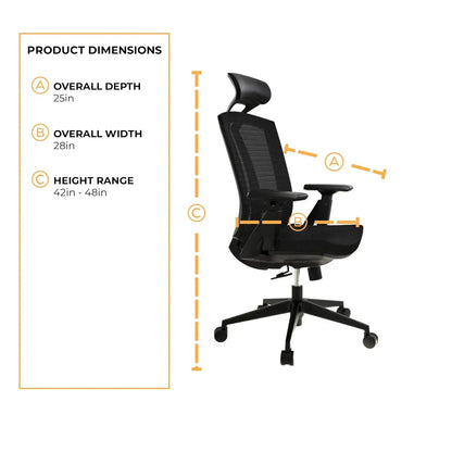 Ergo Plus Ergonomic Office Chair - Desk Chair, Mesh Computer Leatherette Headrest, Memory Foam Seat, and Smooth, Customized