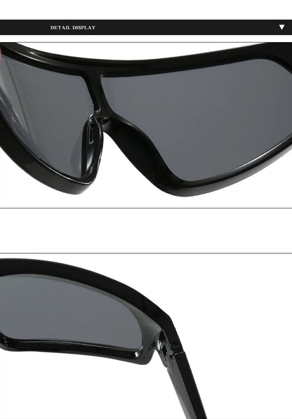 Cycling 2pcs Fashion New Sports Sunglasses Women Punk Style Outdoor Eyeglasses One Piece Personalized Square Glasses Unisex