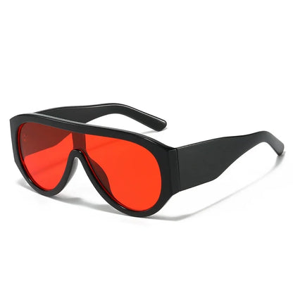 JNPCXI Fashion Oversized Pilot Women Sunglasses Retro One Piece Red Green Shades UV400 Men Gradient Sun Glasses