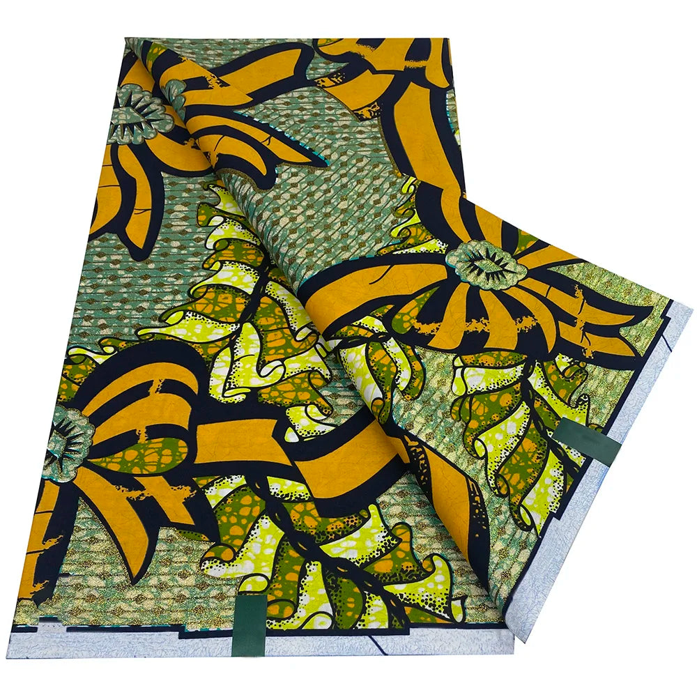 African Wax Prints Fabric Golden Wax Fabric High Quality Ankara Fabric for Party Dress New Grand Super 100% Cotton Y15, 6Yards