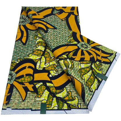 African Wax Prints Fabric Golden Wax Fabric High Quality Ankara Fabric for Party Dress New Grand Super 100% Cotton Y15, 6Yards