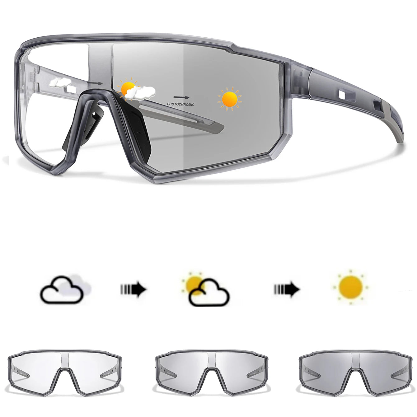 Photochromic Sunglasses New Style Brand Men Women Comfortable Windproof Cycling Glasses for Bicycle MTB Bike Running Fishing