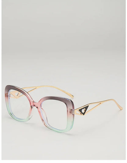 Luxury Brand Oversized Square Reading Glasses Women Triangle heart Temple Eyeglasses Blue Light Blocking Clear Computer Glasses