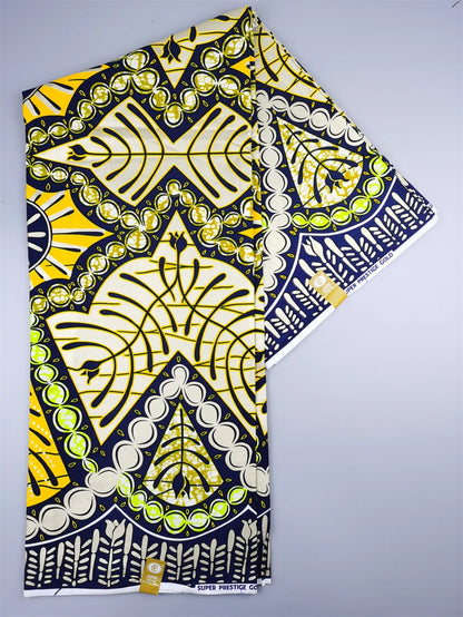 Newest Grand African Wax Glitter Glam Fabric 100% Cotton Ankara Batik Material Pagne Wax Gold Print Sewing Party Dress