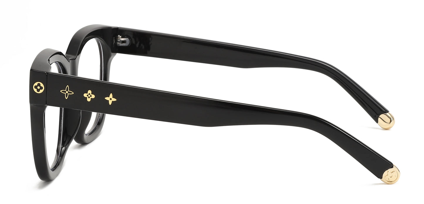 New retro box tortoise shell color glasses frame face-lifting fashion slim flat mirror blue glasses.