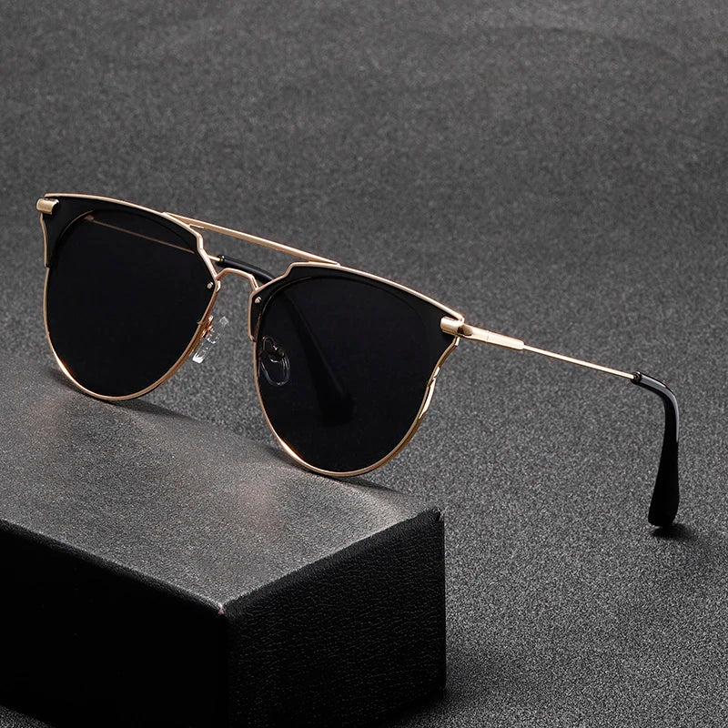 1-pack retro double-beam round frame fashion glasses for ladies and gentlemen, ideal for street style photography