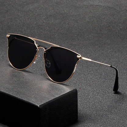 1-pack retro double-beam round frame fashion glasses for ladies and gentlemen, ideal for street style photography