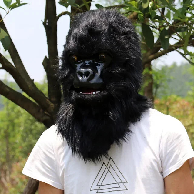 Plush Panda Head Mask Halloween Cosplay Costume Props Animal Fur Panda Helmet Mask Cosplay Funny Animal Headgear