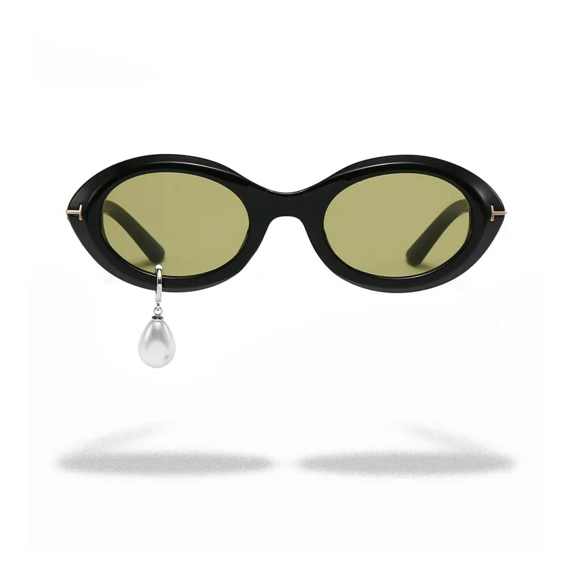 Pearl Diamond  DIY Tear Sunglasses for Women Small Frame Cat Eye Fashion Forward Mermaid Tear Aviator Eyewear