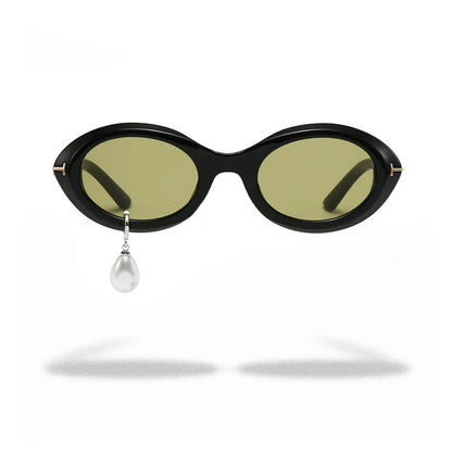 Pearl Diamond  DIY Tear Sunglasses for Women Small Frame Cat Eye Fashion Forward Mermaid Tear Aviator Eyewear