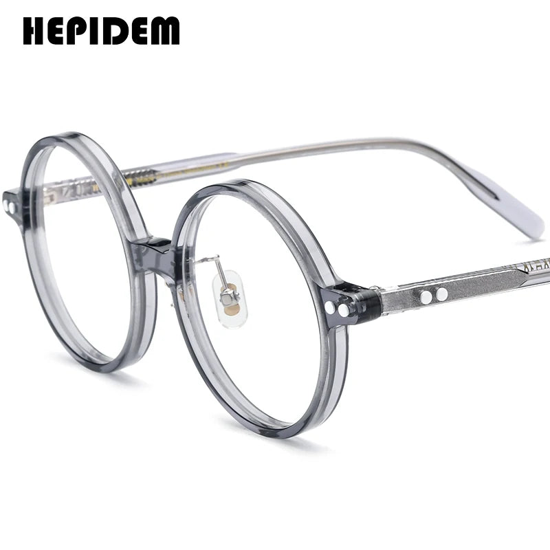FONEX HEPIDEM Acetate Eyeglasses Frame Men 2025 New Small Round Brand Design Glasses Women Retro Vintage Eyewear Spectacles 9341