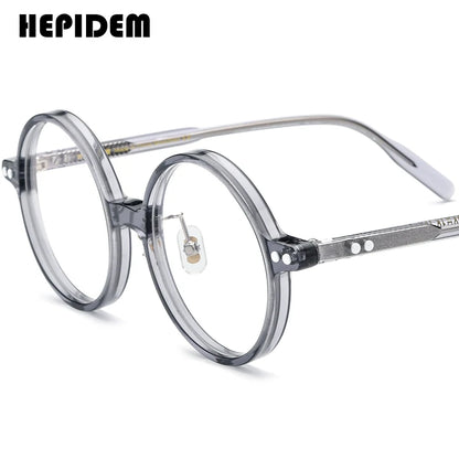 FONEX HEPIDEM Acetate Eyeglasses Frame Men 2025 New Small Round Brand Design Glasses Women Retro Vintage Eyewear Spectacles 9341