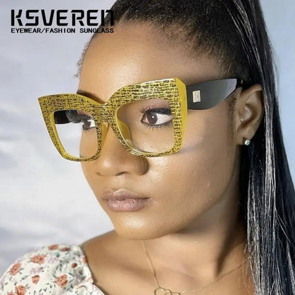 Square Anti Blue Light Reading Glasses Optical Lenses Prescription Glasses Frame Women Large Frame Cat Eye Presbyopic Glasses