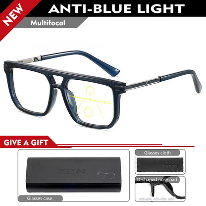 VICKI Mature Man's Double-barreled High-end TR Glasses - Customizable Prescription - Anti-blue Light Glasses Multifocal 84003