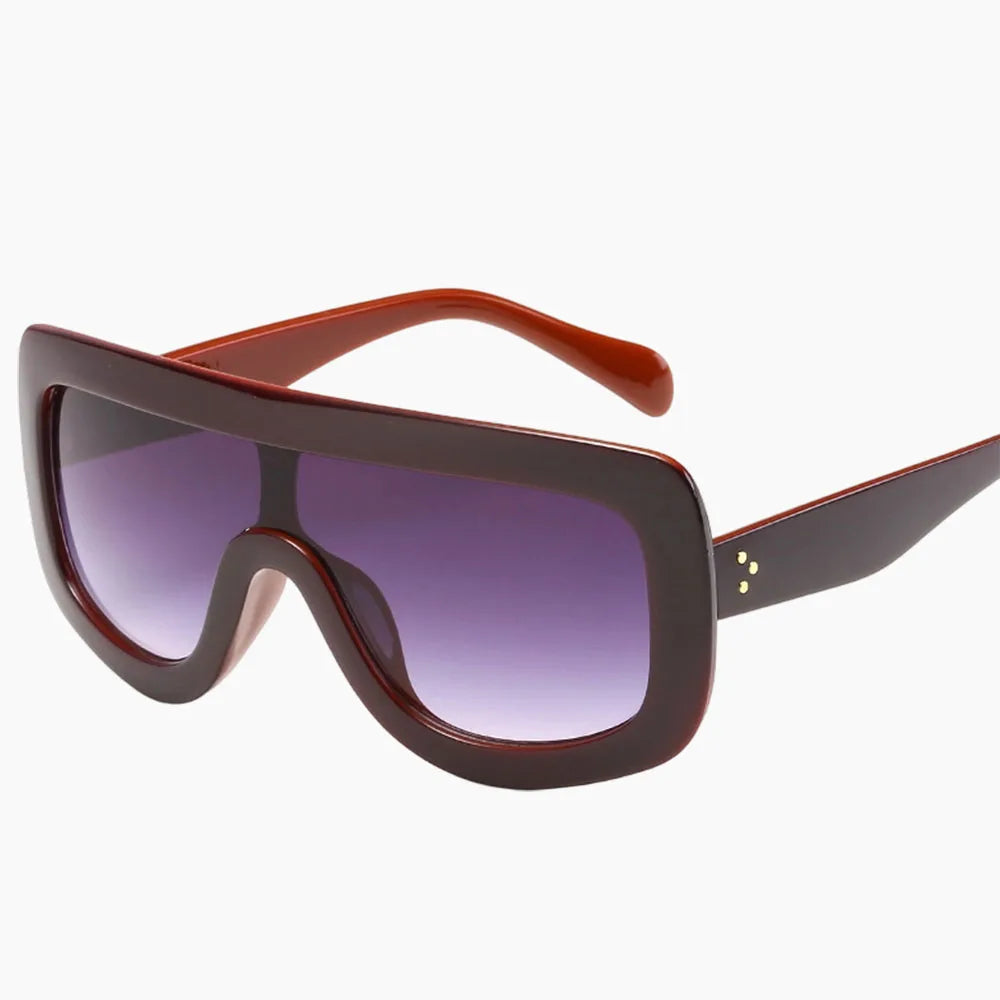Oversized Leopard Print Shield Sunglasses – Amber Tortoise Frame, Gradient Brown Lens, UV400 Fashion Sun Glasses for Women & Men