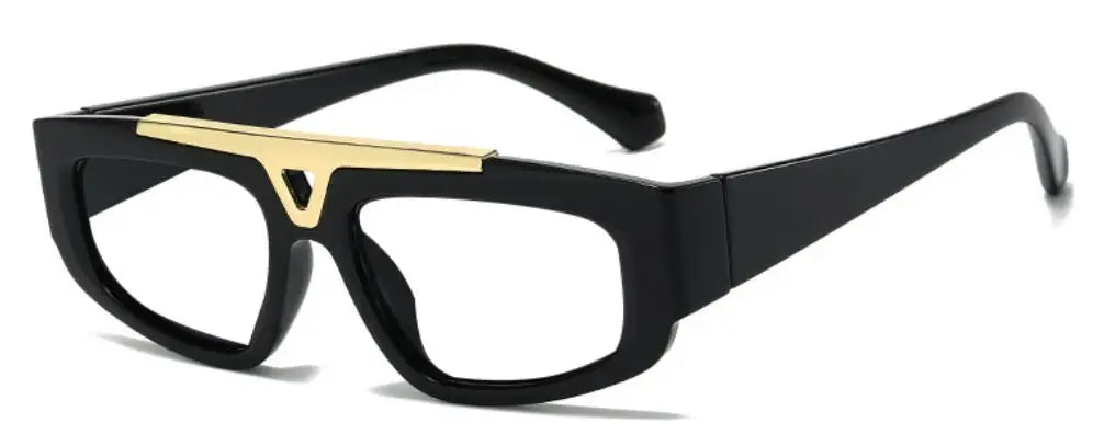 Brand Square Blue Light Blocking Men Reading Glasses Fashion Yellow Small Frame Double Bridge Hollowing Out Prescription Glasses