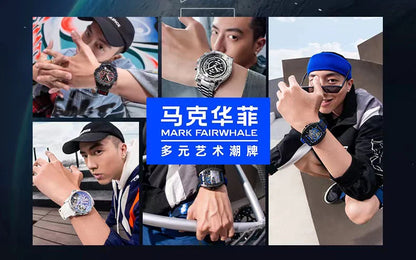 Mark Fairwhale 5700 Unique Men's Quartz Watch Creative Fashion Waterproof Planet Pointer Cool Silicone Men's Luxury Watch reloj