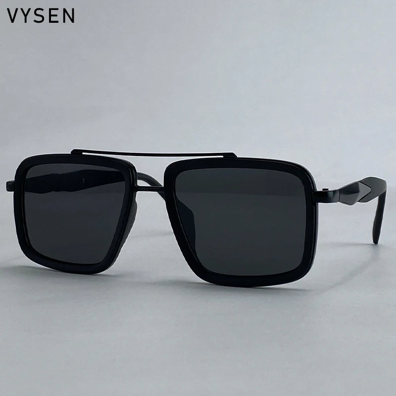 Vintage Oversized Square Polarized Sunglasses Men 2026 Luxury Steampunk Metal Frame Double Beam Driving Eyewear UV400 Shades