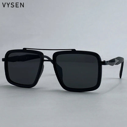 Vintage Oversized Square Polarized Sunglasses Men 2026 Luxury Steampunk Metal Frame Double Beam Driving Eyewear UV400 Shades