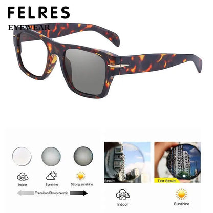  Thick Frame Men Women Square Photochromic Gray Reading Glasses Classic Presbyopia Glasses Shade Sunglasses FELRES
