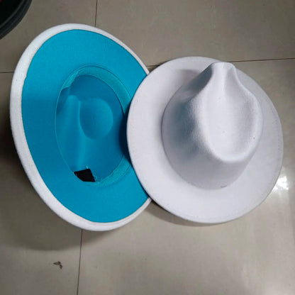 Sombreros Fedora Hat Dual Color Classic Jazz Hat Soft Fedora Hat Classic Men's and Women's Blue Jazz sombreros