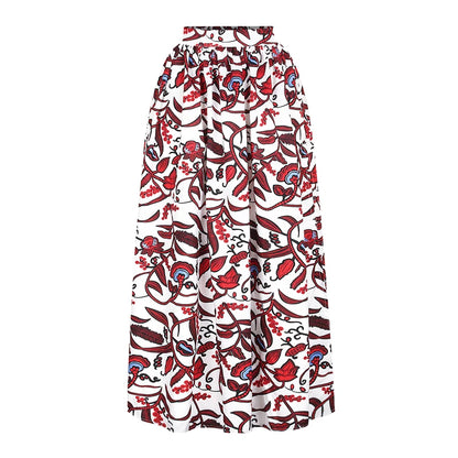 African Clothing National Print 2 Piece Set Women Sexy Slash-neck Long Sleeve Tops +High Slit Maxi Skirt Summer Casual Lady Suit