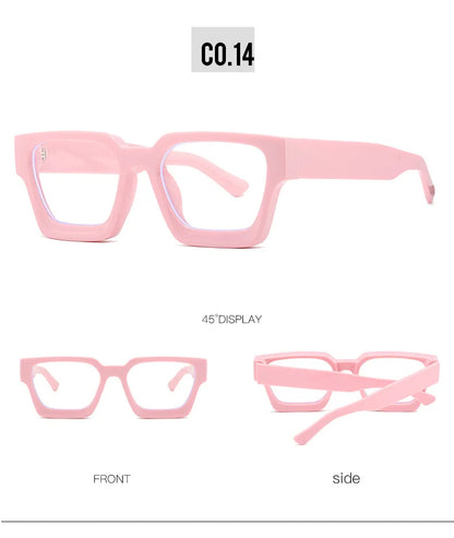 Oversized Square Reading Glasses For Women Brand Designer Blue Light Blocking Eyeglasses Green Leopard Prescription Glasses Men