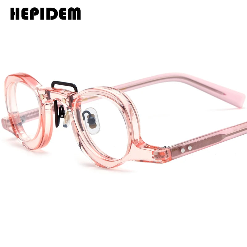 FONEX HEPIDEM Acetate Eyeglasses Frame Men 2025 New Small Round Brand Design Glasses Women Retro Vintage Eyewear Spectacles 9341