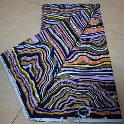 100%Certified Grand Super African Wax Nigerian GlitterGlam Gold Embellished Ankara Wax Printed Fabric Real Original For Sewing