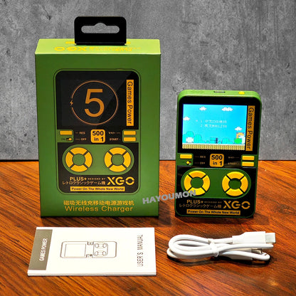 2026 Mini Portable Game Console with 500 Classic Games Large Screen Magnetic Wireless Charging Power 5000mAh Childhood Nostalgia