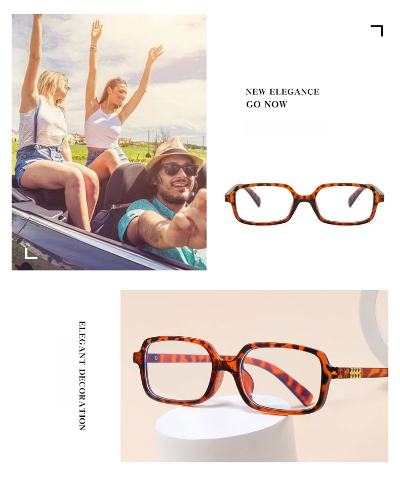 4pcs New Fashion Women Small Square Eyeglasses Frame Outdoor Casual Eyeglasses Anti Blue Light Eyewear Rivet Glasses Unisex