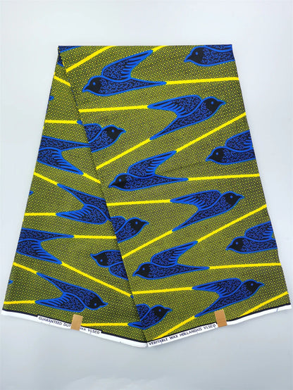 Dutch Hollandais Printed Fabric for African Classical Dress Veritable Real Wax Guaranteed 100% Cotton 6 Yards