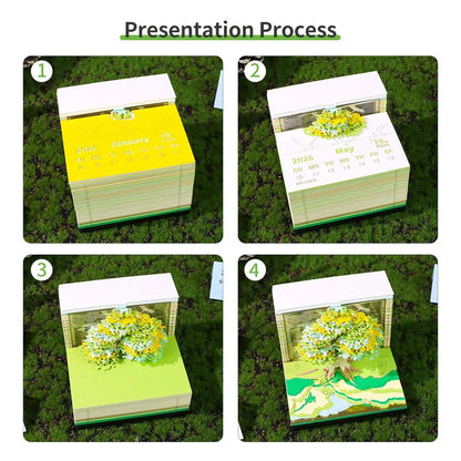 2026 Luminous English Calendar 3D Hand Torn Notebook Paper Carving Treehouse Design Creative Desktop Decoration Ornaments