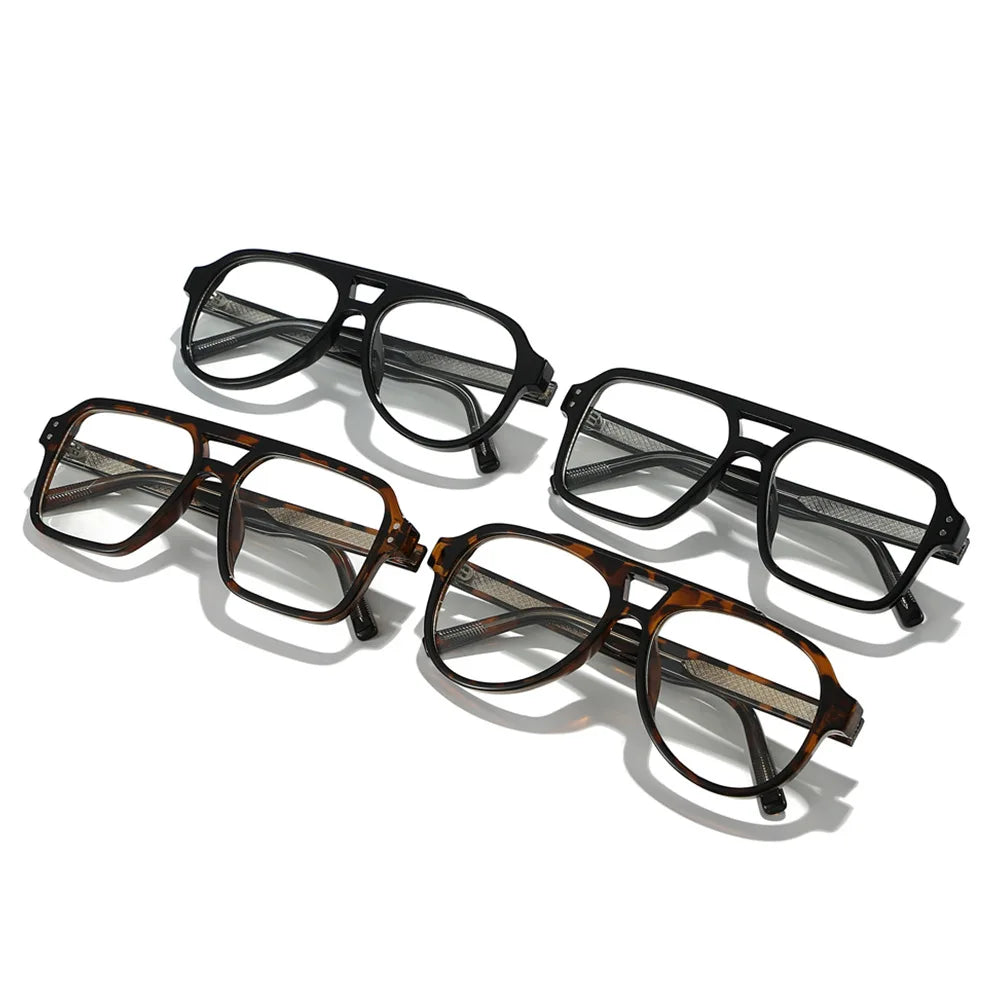 Unisex Retro Glasses Frame Large Eyeglasses Anti Blue Light Square Opical Glasses Aviation Suitable Decoration Eyewear