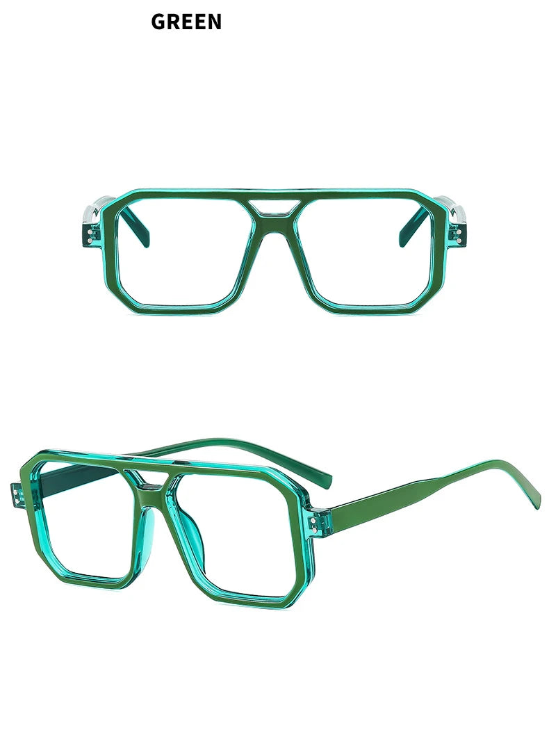 Brand Men Square Black grey Frame Reading Glasses Fashion Women Double Bridge Rice Nail Anti Blue Light Presbyopia Glasses +2 +5