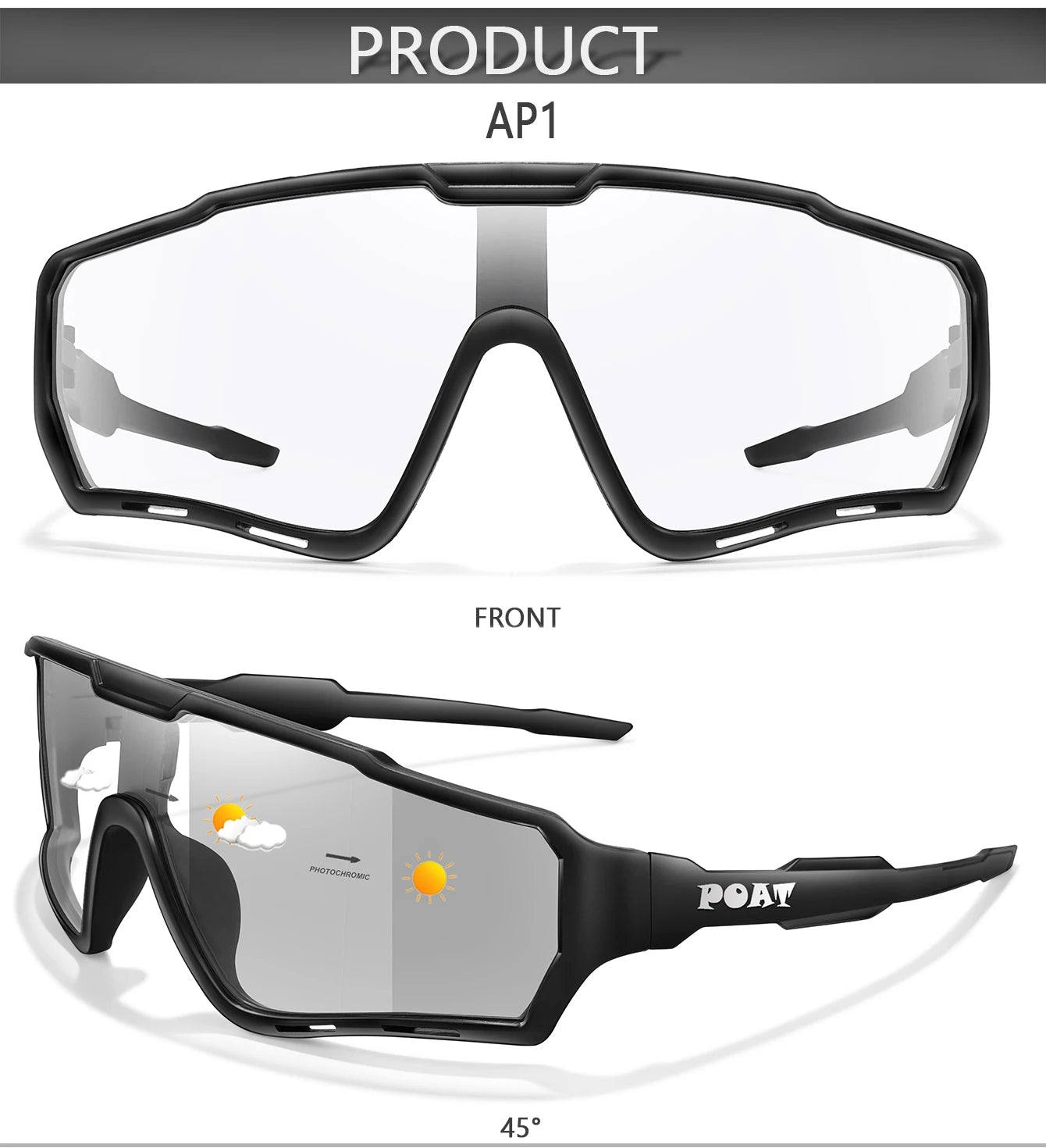 POAT Brand Men Women MTB Bike Bicycle Photochromic Eyewear Cycling Fishing Running Glasses New Style Sunglasses Sports