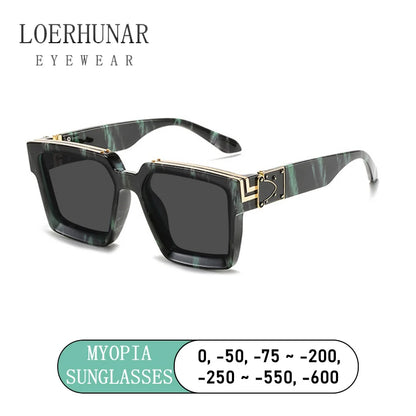 LOERHUNAR Brand Design Luxury Square Myopia Sunglasses Men Women Fashion Shades UV400 Vintage Optical Prescription Glasses