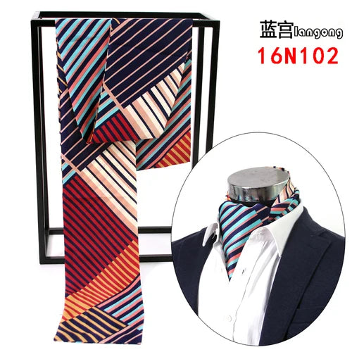 Business Scarf Hangzhou Silk Men's Scarf Long Scarf Double-Sided Trendy British European American Style Autumn Winter